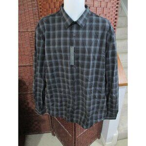 NWT Men's Perry Ellis Button Down Shirt Checkered Plaid Dress Shirt Size XXL
